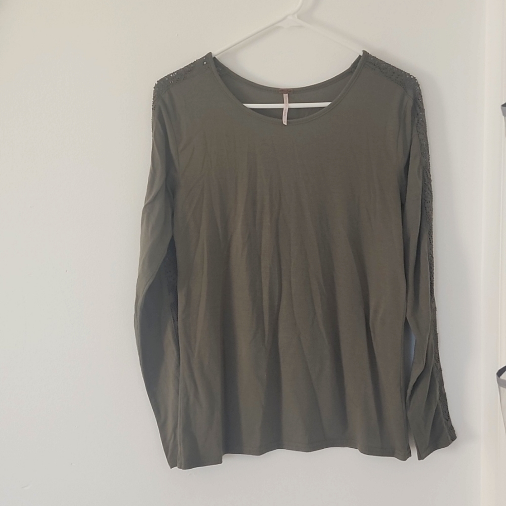 Olive Green lace trim long sleeved
